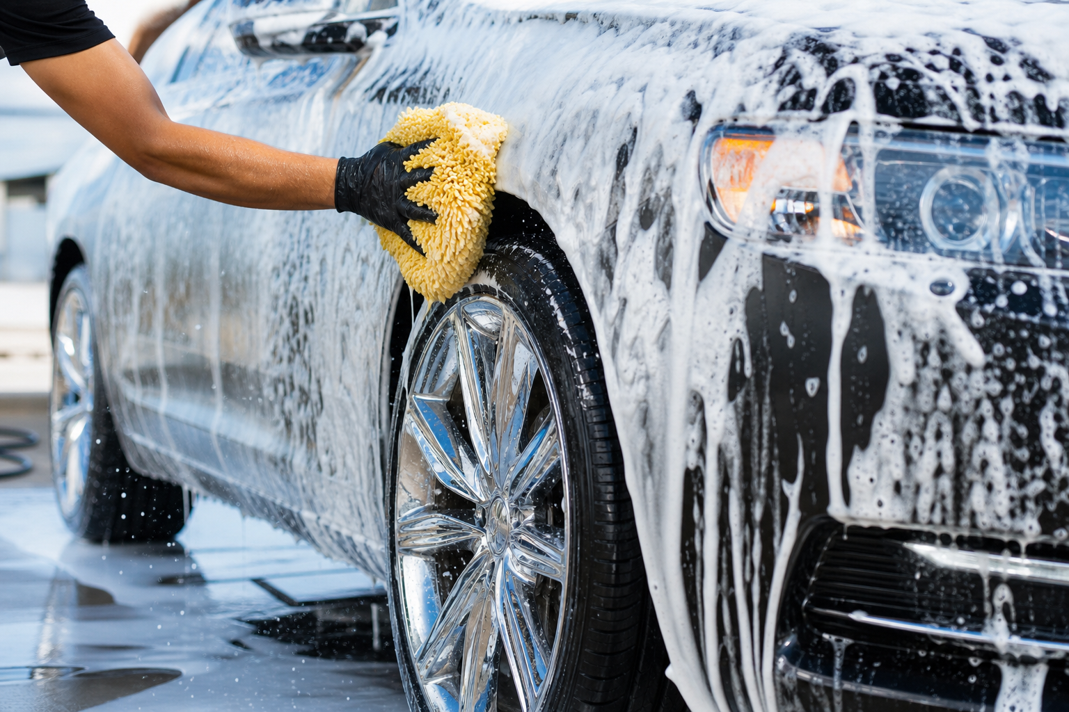 Lavage extérieur avec mousse active
